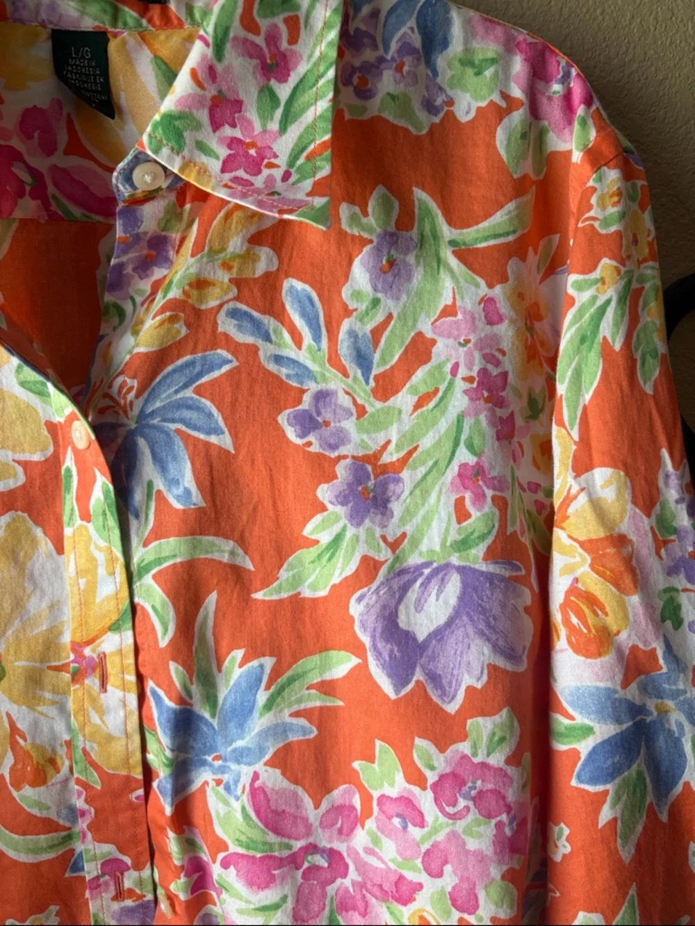 Ralph Lauren Orange Floral Button-Down Shirt - Picture 3 of 5